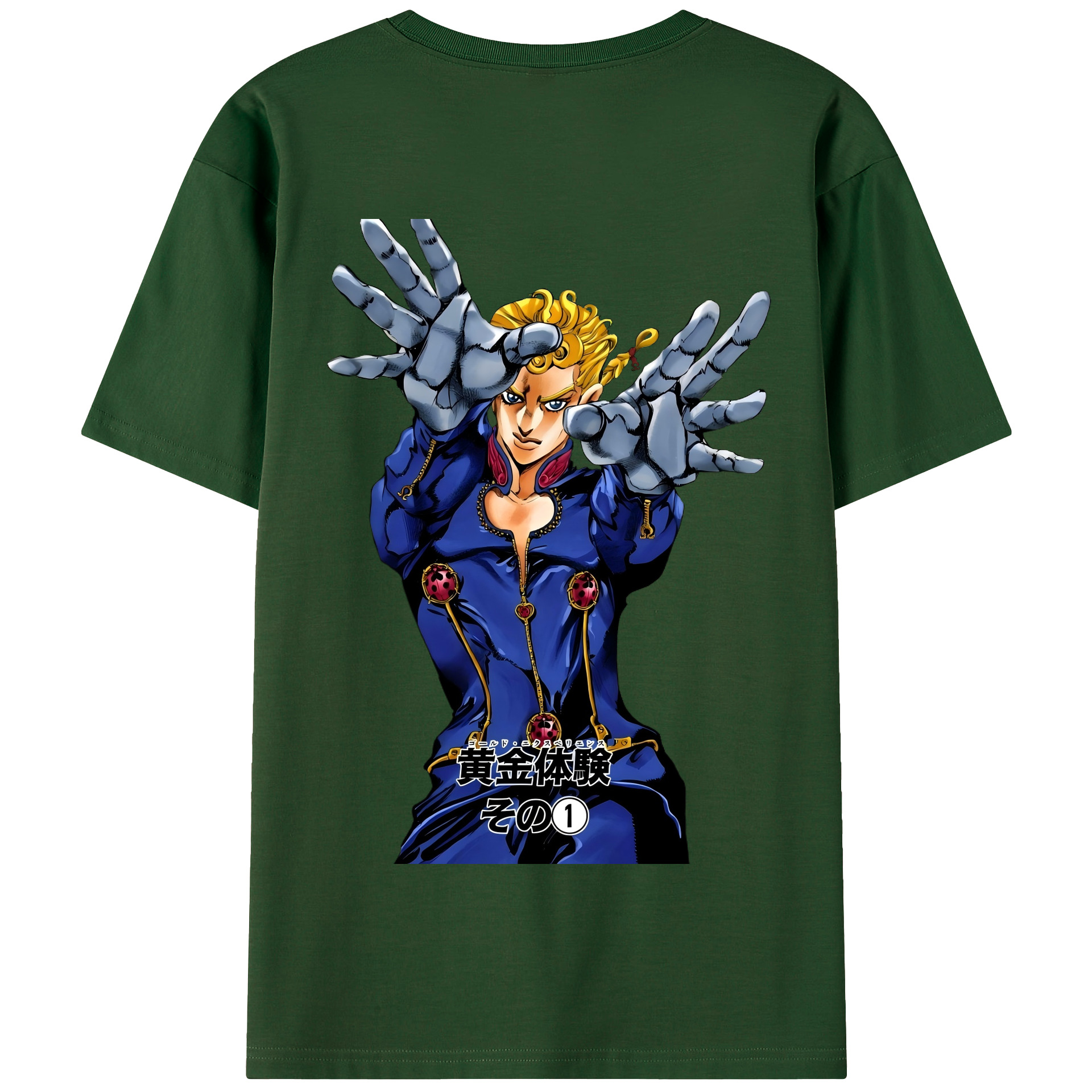 （画像用） ジョジョの奇妙な冒険 ジョルノ?ジョバァーナ JoJo's Bizarre Adventure Giorno Giovanna 綿100％半袖Tシャツ（背面プリント）